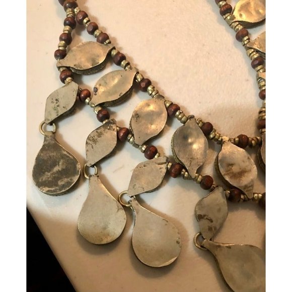 statement necklace choker w/ lovely blue stones set in silver handmade/unmarked - Picture 7 of 8